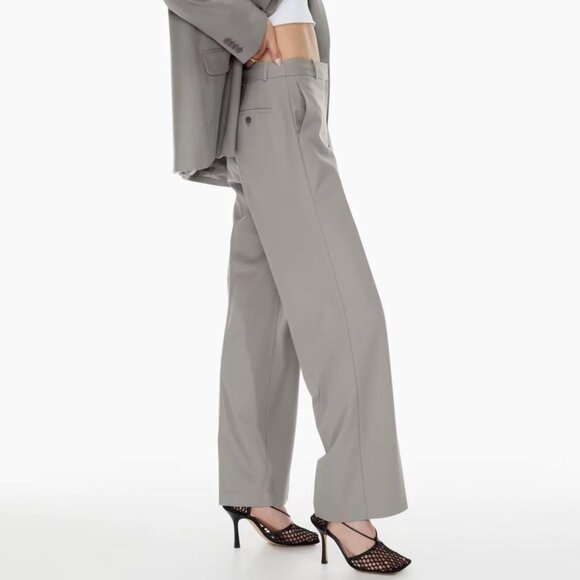 Aritzia Babaton Agency Pants High Waisted City Wool Twill Trousers Straight Gray - Picture 1 of 14